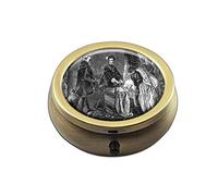 Mary Queen of Scots Leaving Custom Round BronzeBox Pocket 2.1" - 3 compartimentosBox/Pastillero Bolsillo