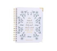 Mary Square Diario de oración con texto en inglés "She Talked To God", cuaderno cristiano en espiral de 9 x 7.5 pulgadas con diseño floral azul, 190 páginas de oración a rayas con 8 páginas de