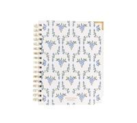 Mary Square Floriette Field - Diario devocional de 9 x 7.5 pulgadas, cuaderno cristiano en espiral con estudio guiado de las Escrituras, secciones de oración y alabanza, diario de fe floral azul