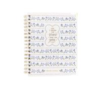 Mary Square For I Know the Plans - Diario de oración, cuaderno cristiano en espiral de 9 x 7.5 pulgadas con diseño floral azul, 190 páginas de oración a rayas con 8 páginas de escritura a todo color