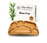 MaryBlaze Bandeja enrollable premium de bambú sostenible. Bandeja enrollable con espacio para accesorios de hierba. Base giratoria versátil y accesorios para casa o de viaje. Fácil de limpiar y