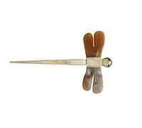 Marycrafts Horquilla Libélula para el Pelo de Cuerno de Búfalo Natural, Palo para Moño Mujer Hecho a Mano