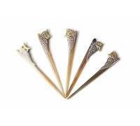 Marycrafts Set de 5 Palos para el Cabello de Cuerno de Búfalo Natural - Horquillas Artesanales con Diseño de Búho - 15,5 cm - Accesorios para Moño, Chignon y Recogidos