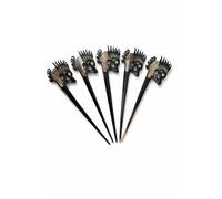 Marycrafts Set de 5 Palos para el Cabello de Cuerno de Búfalo Natural - Horquillas Artesanales con Diseño de Dragón - 18 cm largo, 5 cm ancho - Accesorios para Moño, Chignon y Recogidos