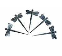 Marycrafts Set de 5 Palos para el Cabello de Cuerno de Búfalo Natural - Horquillas Artesanales Diseño Libélula - 15 x 9 cm - Accesorios para Moño, Chignon y Recogidos