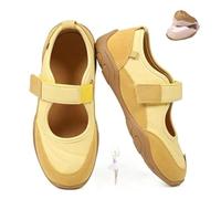 MaryJanes Zapatillas de ballet cómodas para mujer, de corte ancho, sin deslizamientos, retro, ligeras, maryJanes, zapatillas informales para caminar, amarillo, 36 EU