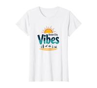 Maryland Ocean City Vibes Beach Vacaciones de Verano Camiseta, Mujer, Blanco, L