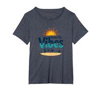 Maryland Ocean City Vibes Beach Vacaciones de Verano Camiseta, Mujer Tallas Grandes, Azul Jaspeado, 1XL Grande