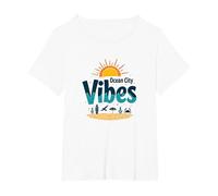 Maryland Ocean City Vibes Beach Vacaciones de Verano Camiseta, Mujer Tallas Grandes, Blanco, 1XL Grande