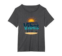 Maryland Ocean City Vibes Beach Vacaciones de Verano Camiseta, Mujer Tallas Grandes, Jaspeado Oscuro, 1XL Grande