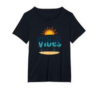 Maryland Ocean City Vibes Beach Vacaciones de Verano Camiseta, Mujer Tallas Grandes, Negro, 1XL Grande