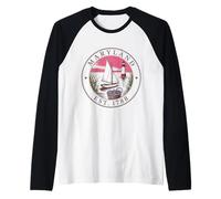 Maryland Vintage State 1788 Camisa Velero Faro Bay Camiseta Manga Raglan