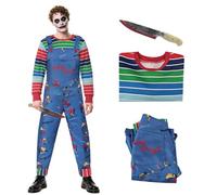 Maryparty Disfraz de Chucky para Niños Adultos, Disfraz de Halloween Muñecas Killer Costume y cuchillo sangriento para Unisex Dress Up (Adultos, Medium)