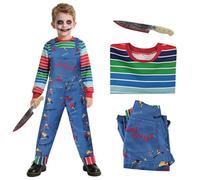 Maryparty Disfraz de Chucky para Niños Adultos, Disfraz de Halloween Muñecas Killer Costume y cuchillo sangriento para Unisex Dress Up (Niños, 110)