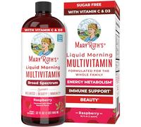 MaryRuth Organics, Multivitamínico Líquido Matutino Essentials+, Vitaminas y Minerales Esenciales, Sin Azúcar, Sabor Frambuesa, 946 ml, Vegano, Sin Gluten