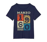 Marzo 1960 Vintage - 66 Años Regalo Cumpleaños Hombre Camiseta, Mujer Tallas Grandes, Azul Marino, 3XL Grande