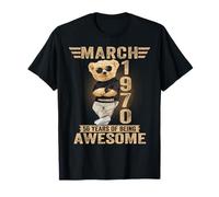 Marzo 56 Cumpleaños Hombres Mujeres 1970 Impresionante Oso de Peluche Camiseta