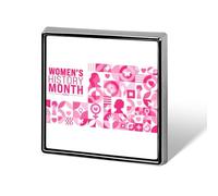 Marzo es el Mes de la Historia de la Mujer, Pines, Insignias cuadradas, Pins de solapa, Botones esmaltados, Decoraciones para fiestas