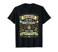 Marzo es mi cumpleaños si Todo el Mes Retro Old School Camiseta