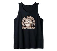 Más café expreso Menos depresión Gato con Taza de café Camiseta sin Mangas
