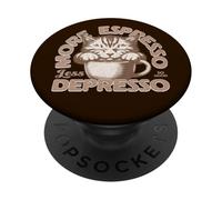 Más café expreso Menos depresión Gato con Taza de café PopSockets PopGrip Adhesivo