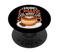 Más Café Menos Preocupación Vida Divertido Barista Cafeína Amante PopSockets PopGrip Adhesivo