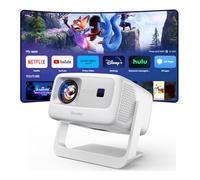 [Más de 3000 aplicaciones con licencia/TV en vivo/HDR10+/AI Movin 3.0 OS] Proyector inteligente 4K con WiFi y Bluetooth, proyector portátil Goiaey con soporte de 360°, audio DoIby de 50 W, enfoque