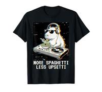 Más Espaguetis Menos Upsetti Divertido DJ Capibara Glitch Comer Camiseta