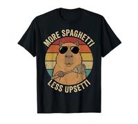 Más Espaguetis Menos Upsetti Funny Capybara Pasta Retro Camiseta