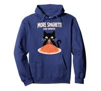 Más Espaguetis y Menos Upsetti, Divertido Amante de la Pasta, Gato Negro Sudadera con Capucha