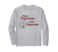 Más Espresso Menos Depresión Amante del café Cafeína Humor Manga Larga