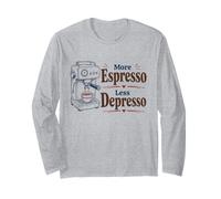 Más Espresso Menos Depresión Amante del café Cafeína Humor Manga Larga