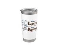 Más Espresso Menos Depresión Amante del café Cafeína Humor Vaso térmico de acero inoxidable de doble pared
