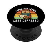 Más Espresso Menos Depresión Búho Japonés Retro Amante del Café PopSockets PopGrip Adhesivo