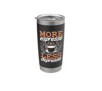 Más Espresso Menos Depresión Conciencia de la ansiedad Salud mental Vaso térmico de acero inoxidable de doble pared