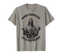 Más Espresso Menos Depresión Divertido Jesús Amante del Café Camiseta