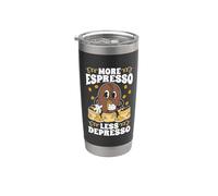 Más Espresso Menos Depresso Café Grano Cafeína Espresso Vaso térmico de acero inoxidable de doble pared