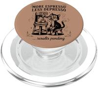 Más Espresso Menos Depresso Coffee Cat Sarcasmo PopSockets PopGrip para MagSafe