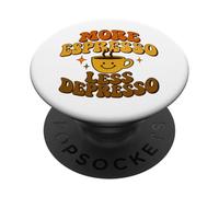 Más Espresso Menos Depresso Divertido Retro Amante del Café PopSockets PopGrip Adhesivo