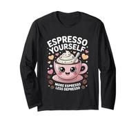Más espresso menos depresso lindo café barista arte Manga Larga