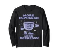 Más espresso menos deprimido de café divertido Manga Larga