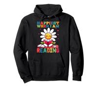 Más feliz cuando estoy leyendo - Lindo lector de libros amante Bookworm Sudadera con Capucha