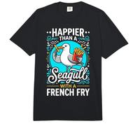 Más Feliz Que una Gaviota con una Papa frita Divertida Comfort Colors Adult Heavyweight T-Shirt
