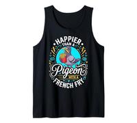 Más Feliz Que una Paloma con una Papa frita Divertida Camiseta sin Mangas