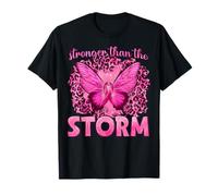 Más Fuerte Que la tormenta con Butterfly Breast Cancer Warrior Camiseta
