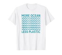 Más Océano Menos plástico Ahorra Las Olas del océano Camiseta gráfica económica, Hombre, Blanco, M