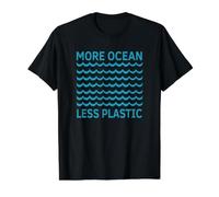 Más Océano Menos plástico Ahorra Las Olas del océano Camiseta gráfica económica, Hombre, Negro, S