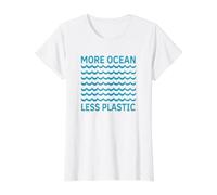Más Océano Menos plástico Ahorra Las Olas del océano Camiseta gráfica económica, Mujer, Blanco, XL