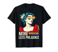 Más orgullo, menos prejuicios, regalos retro de orgullo LGBTQ Camiseta