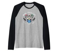 Más Papelera, Menos Basura, no Puedo, Raccoon Trash Panda Funny Camiseta Manga Raglan
